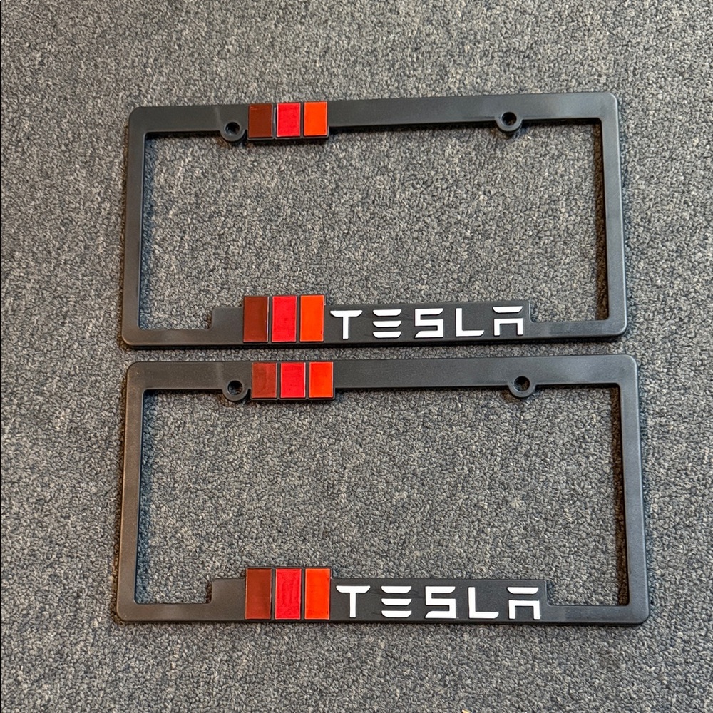 Tesla Black and Red License Plate Frames